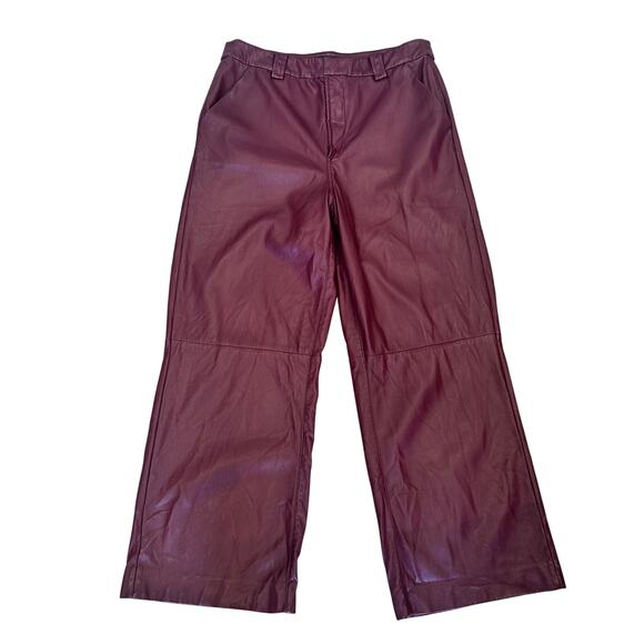 Joe's Jeans Burgundy Faux Leather Pants Size 31 Wide Leg Trouser Designer $198 - Picture 7 of 9